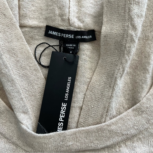 New James Perse Hoodie pullover sweater Sz 4 (XL) beige linen cotton - Picture 5 of 13